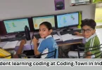 student learning coding at coding town in india
