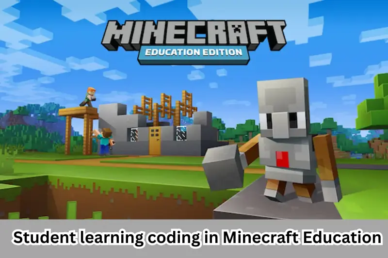 student learning coding in minecraft education
