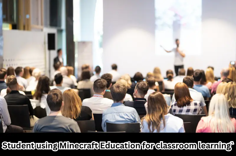 student using minecraft education for classroom learning`