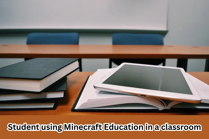 student using minecraft education in a classroom