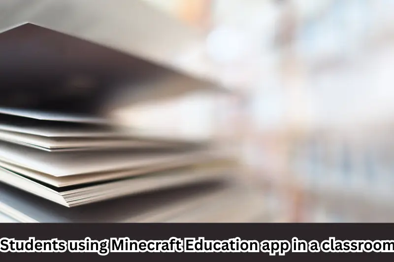 students using minecraft education app in a classroom