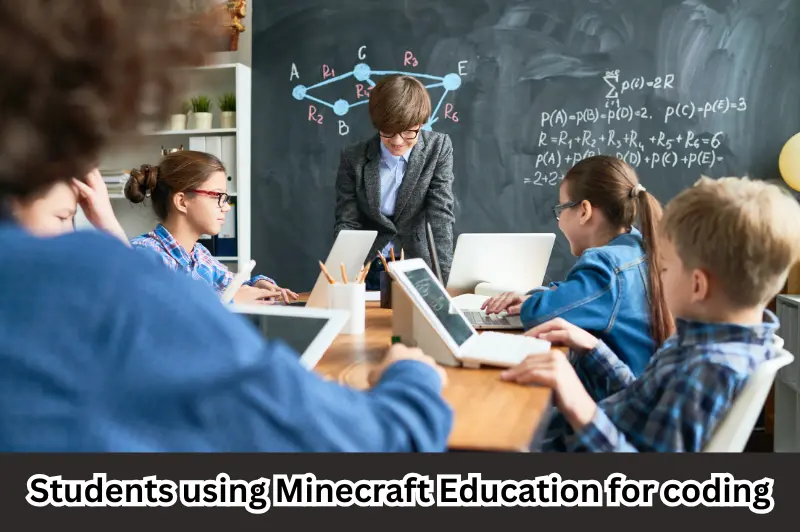 students using minecraft education for coding