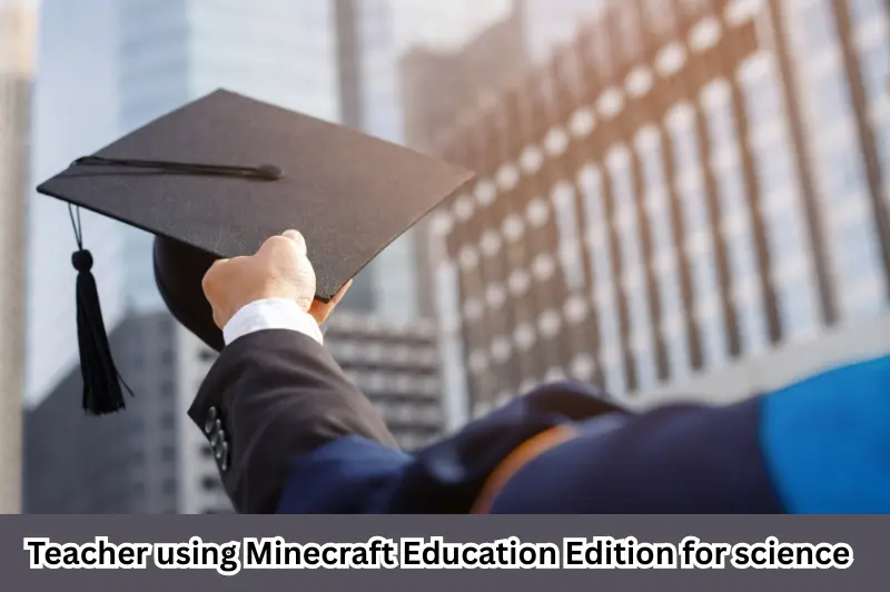 teacher using minecraft education edition for science